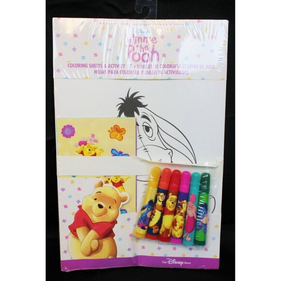 Disney Winnie the Pooh Coloring Sheets Activity Kit Pencil Case Marker Stamps - Picture 2 of 11